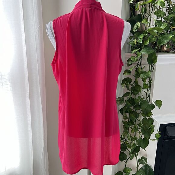 Jones & Co New York Hot Pink Chiffon *Barbiecore* Lightweight Flowy Blouse Large - Picture 5 of 8